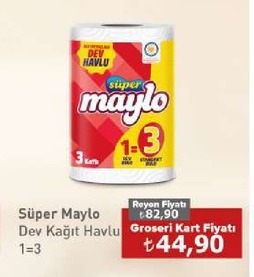 Süper Maylo Dev Kağıt Havlu 1=3