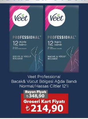 Veet Professional Bacak & Vücut Bölgesi Ağda Bandı Normal/Hassas Ciltler 12'Li