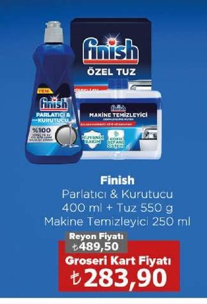 Finish Parlatıcı & Kurutucu 400 Ml + Tuz 550 G Makine Temizleyici 250 Ml