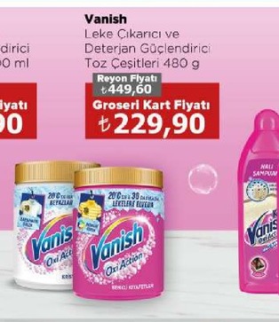 Vanish Leke Çıkarıcı Ve Deterjan Güçlendirici Toz Çeşitleri 480 G