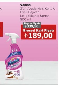 Vanish 3'Ü 1 Arada Halı, Koltuk, Evcil Hayvan Leke Çıkarıcı Sprey 500 Ml