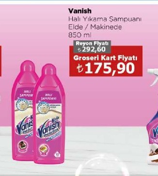 Vanish Halı Yıkama Şampuanı Elde / Makinede 850 Ml