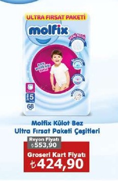 Molfix Külot Bez Ultra Fırsat Paketi Çeşitleri No:5 68'Li