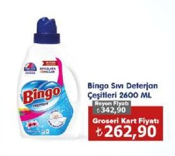 Bingo Sıvı Deterjan Çeşitleri 2600 Ml