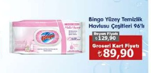 Bingo Yüzey Temizlik Havlusu Çeşitleri 96'Lı