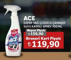 Ace Exper Yağ Çözücü Çamaşir Suyu Katkili Sprey 700Ml