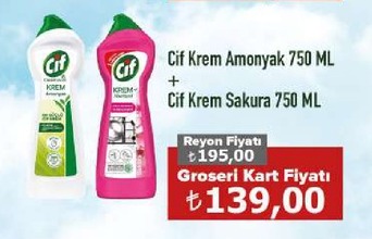 Cif Krem Amonyak 750 Ml + Cif Krem Sakura 750 Ml