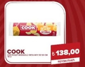Cook Çöp Poşeti Buzlu Orta Boy 55X60 Cm 15'Li