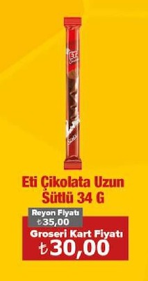 Eti Çikolata Uzun Sütlü 34 G