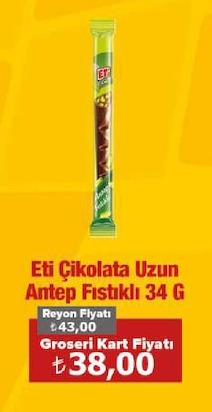 Eti Çikolata Uzun Antep Fıstıklı 34 G