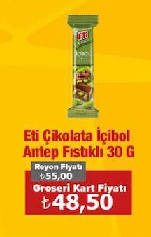 Eti Çikolata İçibol Antep Fıstıklı 30 G