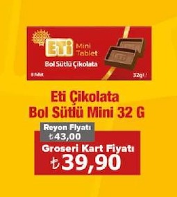 Eti Çikolata Bol Sütlü Mini 32 G