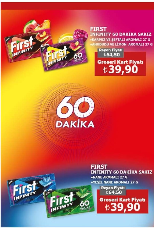 First Infinity 60 Dakika Sakız Karpuz Ve Şeftali Aromalı 27G