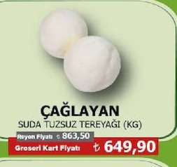 Çağlayan Suda Tuzsuz Tereyağı (Kg)