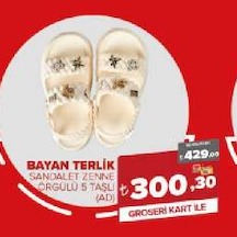 Bayan Terlik Sandalet Zenne Örgülü 5 Taşlı