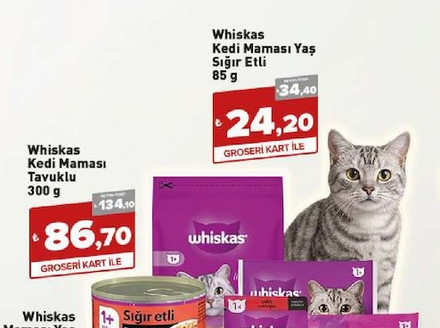 Whiskas Kedi Maması Sığır Etli Yaş Mama 85G