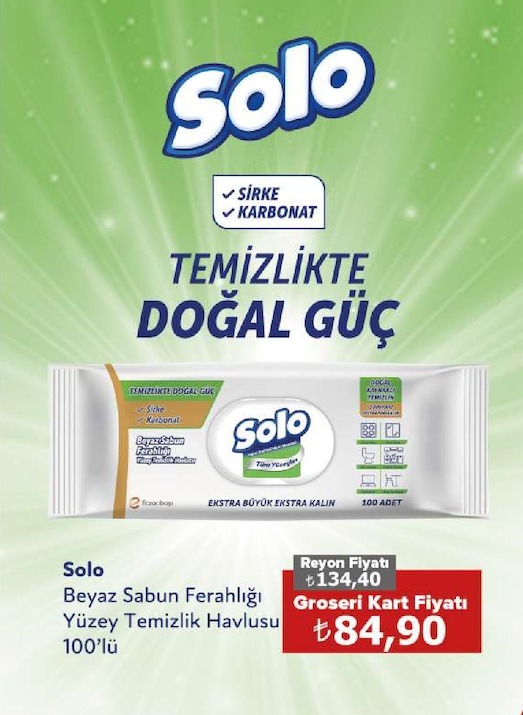 Solo Beyaz Sabun Ferahlığı Yüzey Temizlik Havlusu 100'Lü