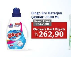 Bingo Sıvı Deterjan Çeşitleri 2600 Ml