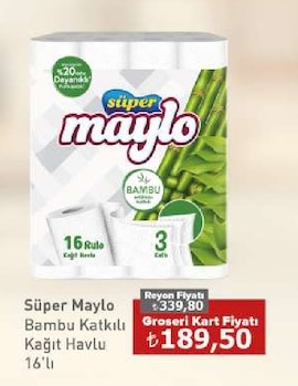 Süper Maylo Bambu Katkılı Kağıt Havlu 16'Lı