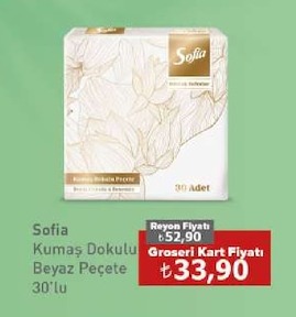Sofia Kumaş Dokulu Beyaz Peçete 30'Lu