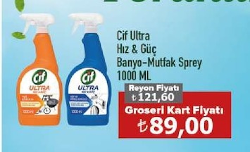 Cif Ultra Hız & Güç Banyo-Mutfak Sprey 1000 Ml