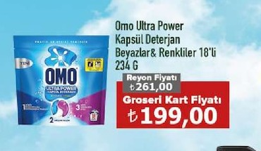 Omo Ultra Power Kapsül Deterjan Beyazlar& Renkliler 18'Li 234 G