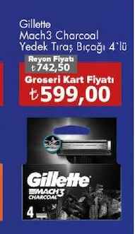 Gillette Mach3 Charcoal Yedek Tıraş Bıçağı 4'Lü