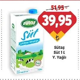 Sütaş Süt 1 L Y. Yağlı