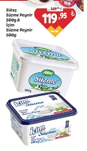 Sütaş Süzme Peynir 500G & İçim Süzme Peynir 500G