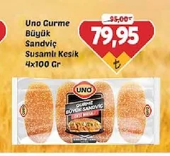 Uno Gurme Büyük Sandviç Susamlı Kesik 4X100 Gr