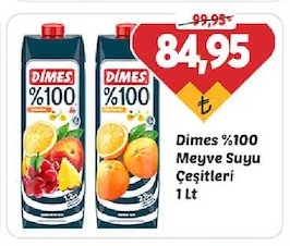 Dimes %100 Meyve Suyu Çeşitleri 1 Lt