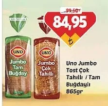 Uno Jumbo Tost Çok Tahıllı / Tam Buğdaylı 865Gr