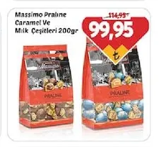 Massimo Praline Caramel Ve Milk Çeşitleri 200Gr