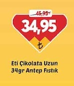 Eti Çikolata Uzun 34Gr Antep Fıstık