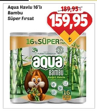 Aqua Havlu 16'Lı Bambu Süper Fırsat