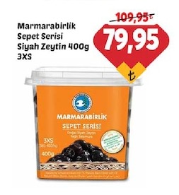 Marmarabirlik Sepet Serisi Siyah Zeytin 400G 3Xs