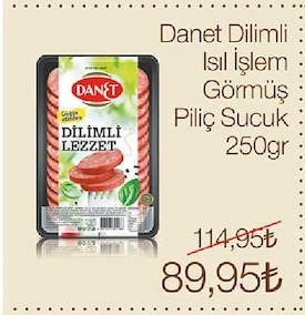 Danet Dilimli Isıl İşlem Görmüş Piliç Sucuk 250Gr