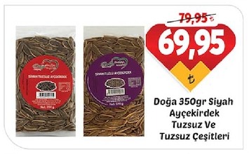 Doğa 350Gr Siyah Ayçekirdek Tuzsuz Ve Tuzsuz Çeşitleri
