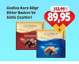 Godiva Kare 60Gr Bitter Badem Ve Sütlü Çeşitleri