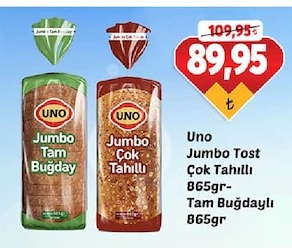 Uno Jumbo Tost Çok Tahıllı 865Gr-Tam Buğdaylı 865Gr