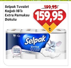 Selpak Tuvalet Kağıdı 16'Lı Extra Pamuksu Dokulu