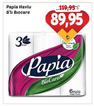 Papia Havlu 6'Lı Biocare