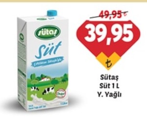 Sütaş Süt 1 L Y. Yağlı