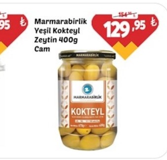 Marmarabirlik Yeşil Kokteyl Zeytin 400G