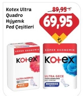 Kotex Ultra Quadro Hijyenik Ped Çeşitleri