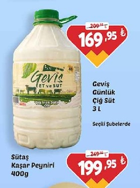 Geviş Günlük Çiğ Süt 3 L
