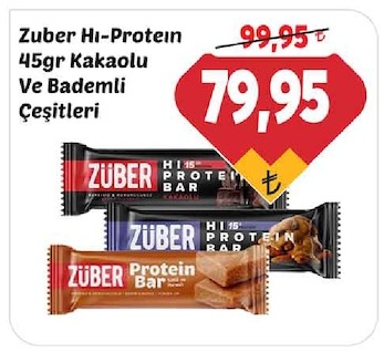 Zuber Hi-Protein 45Gr Kakaolu Ve Bademli Çeşitleri