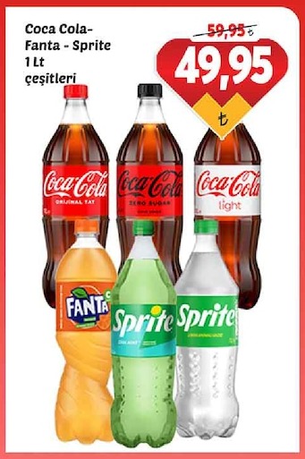 Coca Cola - Fanta - Sprite 1 Lt Çeşitleri
