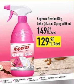 Asperox Pembe Güç Leke Çıkarıcı Sprey 650 Ml