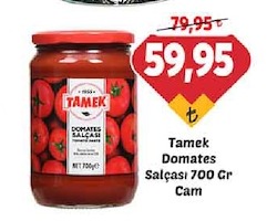 Tamek Domates Salçası 700 Gr Cam